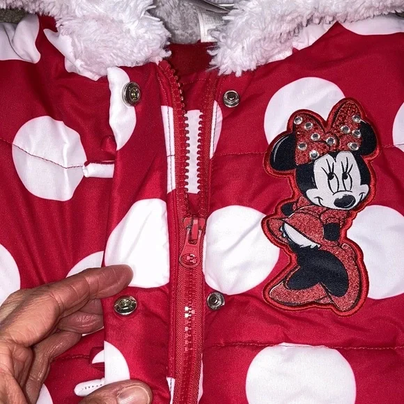 Disney store Minnie Mouse polka dot red white winter coat 7/8 - Picture 4 of 11